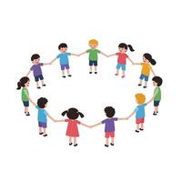 Children holding hands in a circle design with flat and colorful style art vector