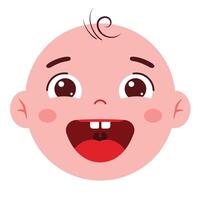 Happy baby face illustration in flat design style showcasing joy and innocence in art vector