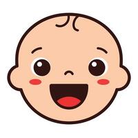 Happy baby face illustration in flat style with bright colors and cheerful expression art vector