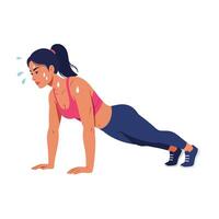 Woman exercising with determination in a minimal flat style illustration vector
