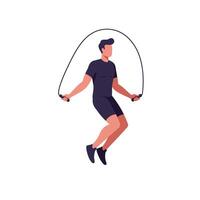 Active man skipping rope in minimal style showcasing fitness and energy art vector