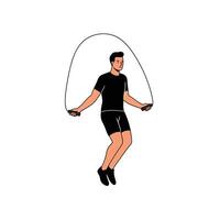 Person jumping rope in flat style with dynamic motion elements in art vector