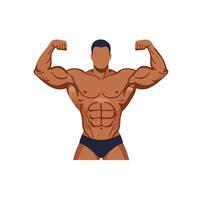 Strong muscular man flexing biceps in flat design style art vector