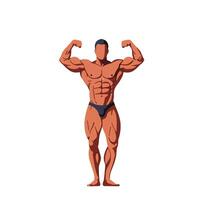 Strong muscular man posing confidently in flat art style vector