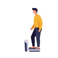 Man standing on a weighing scale in flat art style vector