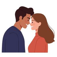 Couple sharing a joyful moment in flat illustration style vector