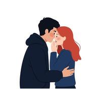 Couple embracing in a tender moment, minimal style art vector