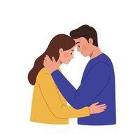 Embracing couple in warm colors with minimal design style art vector
