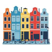 Colorful row of Dutch houses in flat design style art vector