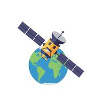A Satellite orbiting Earth in flat design style art vector