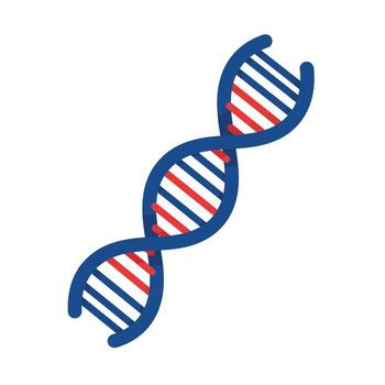 DNA double helix design in flat style with bold colors and clean lines art vector