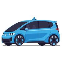 Blue autonomous vehicle side view in flat style art vector