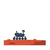 Mars rover exploring the red landscape in flat minimal art style illustration vector