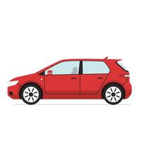 Red compact car design in flat style showcasing modern features art vector