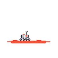 Robot exploring terrain with a minimal design style in art vector