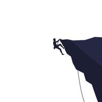 Climber Ascending Rocky Edge in Minimalist Flat Design Illustration vector