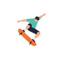 Skateboarder performing tricks in flat style art design for dynamic motion illustration vector