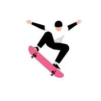 Skater performing an impressive trick in flat and minimal illustration vector