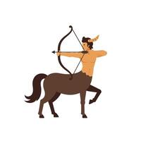 Centaur character drawing in flat design style showcasing dynamic pose in art vector