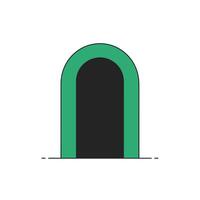Green archway design with minimal style transitioning into a detailed art vector