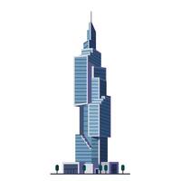 Modern skyscraper design in flat style showcasing innovative architecture in illustration vector