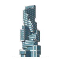 Modern skyscraper design featuring unique angles and shapes in detailed art vector