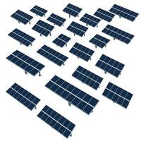 Solar panel arrangement in a dynamic layout with flat art style illustration vector