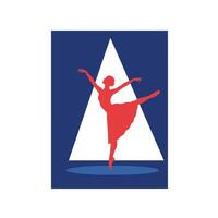 Elegant ballerina silhouette in dynamic pose with minimal design style art vector