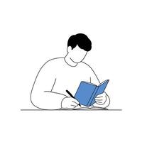 Person reading a book in minimal flat design style art vector