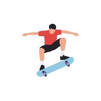 Skateboarder performing a trick in a flat design style art vector