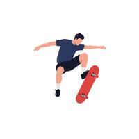 Skater performing a trick in flat minimal art style illustration vector
