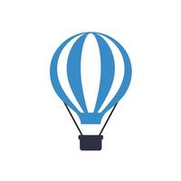 Hot air balloon soaring through the sky in minimal flat design art vector