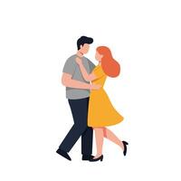 Couple dancing happily in minimal flat design art vector