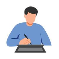 Person using a digital tablet for drawing in flat illustration vector