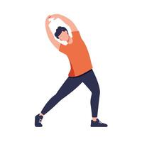 Stretching exercise performance in a flat design style illustration vector