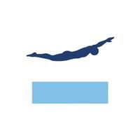 Diver executing a perfect jump in minimal flat illustration vector
