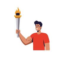 Person holding a torch in a flat design style art vector