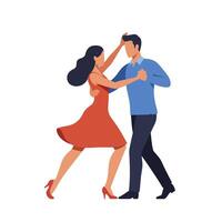 Couple dancing joyfully in a minimal and vibrant style illustration vector