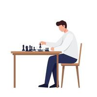 Chess player making a strategic move in flat style art vector
