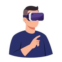 Person using virtual reality headset in flat design style art vector