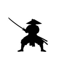 Samurai warrior in a dynamic pose with flat design aesthetic illustration vector