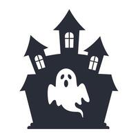 Ghost emerging from spooky haunted house in minimal art vector