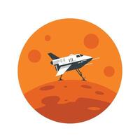 Space shuttle landing on Mars in flat design style art vector