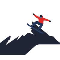 Snowboarder performing a jump in a minimal style illustration vector