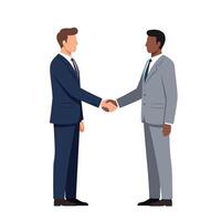 Business professionals shaking hands in flat design illustration vector