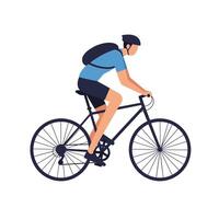 Cyclist in motion with a flat design style showcasing dynamic movement in illustration vector