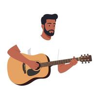 Guitar player performing in minimal flat design illustration vector