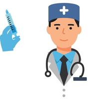 Doctor character transformation from focused to attentive in flat art vector