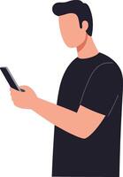 Man using smartphone in flat design style art vector
