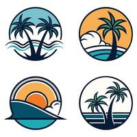 four different logos for a beach resort vector